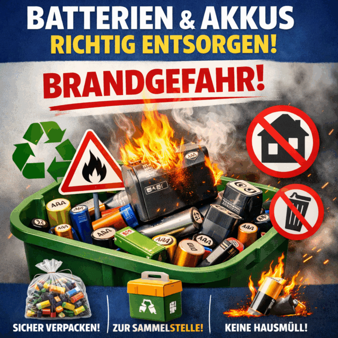 Brandgefahr Batterien und Akkus